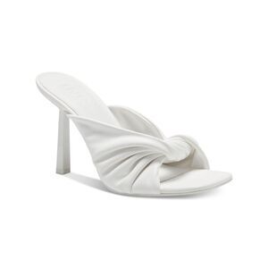 INC Womens White Ruched Birana Square Toe Stiletto Slip On Heeled Sandal 6.5 M